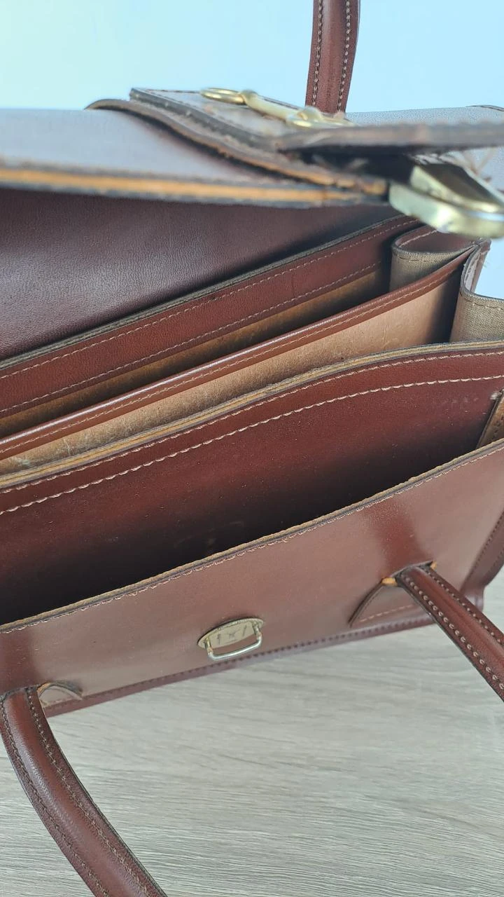 Vintage / Retro / Brown / Women / Leather / 155 Bitting Satchel Handbag / Vintage Dressing – photo 6